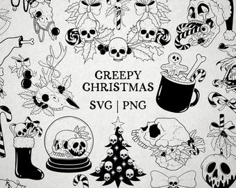 Creepy Christmas SVG, Gothic Christmas, Alternative x-mas, Spooky Christmas Halloween SVG/PNG Files, Horror x-mas, Halloween Christmas svg
