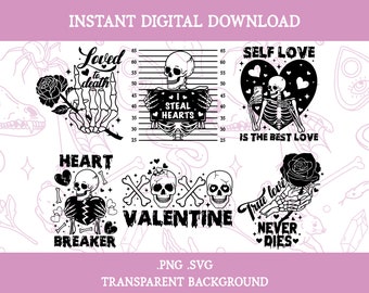 Creepy Valentine SVG/PNG file, Spooky Valentine svg/png, Goth Valentine svg, Skull Valentine svg, Love skeleton svg, Funny Valentine svg/png