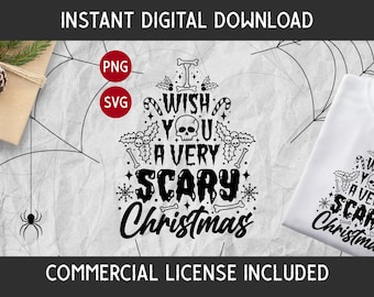 Creepy Christmas SVG/PNG files, Gothic Christmas svg, Scary Christmas svg, Spooky Christmas svg, Skeleton Christmas file, Christmas tree svg