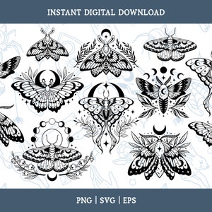 Himmlische Schmetterling und Motte SVG/PNG/EPS-Datei, Luna Motte Blatt, Boho Motte Blatt, Mond Motte Blatt, Celestial Blatt, Magisch Blatt, mystische Motte Blatt
