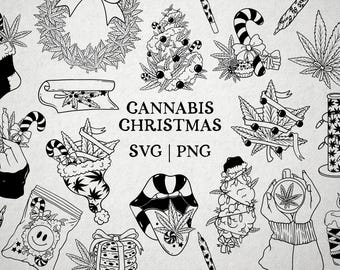 Christmas Cannabis SVG/PNG file, Weed Christmas svg, Cannabis wreath svg, Stoner Christmas design SVG, Xmas Cannabis, Holiday Marijuanna svg