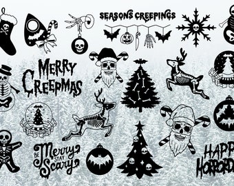 Creepy Christmas SVG, Gothic Christmas, Alternative x-mas, Spooky Christmas Halloween SVG/PNG Files, Horror x-mas, Halloween Christmas files