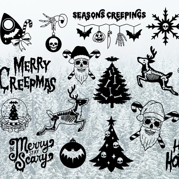 Creepy Christmas SVG, Gothic Christmas, Alternative x-mas, Spooky Christmas Halloween SVG/PNG Files, Horror x-mas, Halloween Christmas files