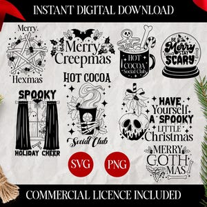 Creepy Christmas SVG/PNG files, Gothic Christmas svg, Scary Christmas svg, Spooky Christmas svg, Skeleton Christmas file, Hexmas svg