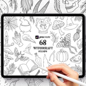 Sellos de Procreate de Brujería, Sellos de Procreate Místicos, Sellos de Procreate de Brujas, tocón de Procreate Mágico, Pincel de Procreate, Sello Mágico de Procreate