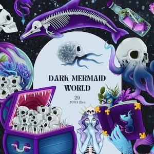 Dark Mermaid World PNG Clipart, Creepy Mermaid PNG, Pastell Goth Clipart, Sirene Clipart, Goth Meerjungfrau, Dark Sea Clipart, Meer Hexe Clipart