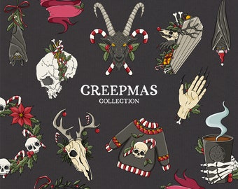 Creepy Christmas PNG, Gothic Christmas Clipart, Alternative Dark Christmas, Witchy Christmas PNG files, sublimation art, Spooky Christmas
