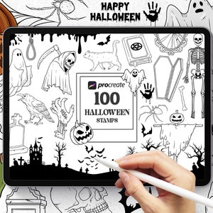 Halloween Procreate stamps, Spooky Procreate Stamps, Witch Procreate stamps, Procreate brush, Procreate Halloween, Procreate bundle