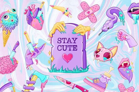 Creepy and Cute Pastel Goth Stickers