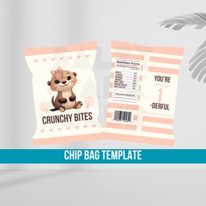Otter Chip Bag Wrapper | First Birthday Favor | Otterly One-derful Party Decor | Coastal Ocean Theme | Printable Digital Download