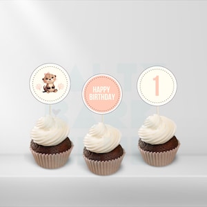 Otter 1st Birthday Cupcake Toppers | Cute Sea Life Printable Party Decor | NON-Editable Instant Download for Underwater Birthday Celebration