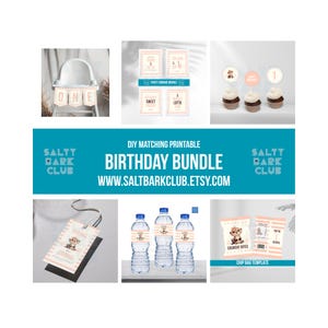 Otter Birthday Girl 1st Party Bundle | Printable Sea Otter Theme Decor | Coastal Birthday Decorations | Easy NON-Editable Templates