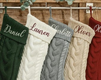 2025 Personalized Christmas embroidered Name Knitted Stockings, Christmas Gift stockings, Family Holiday Stockings