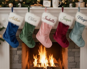 Geborduurde kerstsokken, 2026 bijpassende familie kerstsokken, kerstdecoratie, kerstsokken, decoratie schoorsteenmantel, kerstsokken