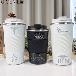 Personalised Coffee Cup, Insulated Stainless Steel Cup, Gift for Nurse, RN Tumbler,Nursing Student Gift, Graduation Gift, Nurse Appreciation