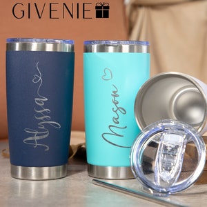 Personalised 20oz Travel Tumbler, Laser Engraved Tumbler, Custom Name Cups, Monogrammed Tumbler, Family Tumbler, Gift for her, Gift for him