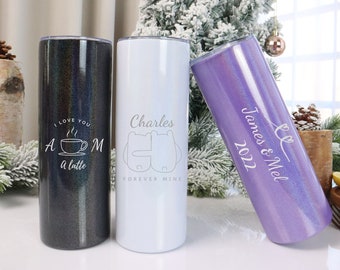 Personalised 20oz Skinny Tumbler, Stainless Steel Tumbler, Engraved Tumbler, Insulated Tumbler, Custom Tumbler, Valentine's Day Gift