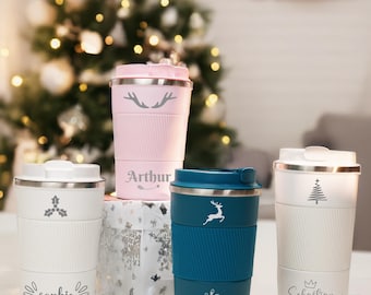 Taza De Viaje Personalizada 450 Ml Con Tapa De Tornillo Aislante - Regalo Navidad Para Maestro