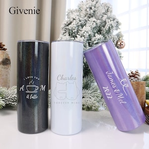 Personalised 20oz Skinny Tumbler, Stainless Steel Tumbler, Engraved Tumbler, Insulated Tumbler, Custom Tumbler, Valentine&#39;s Day Gift