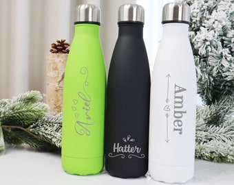 Personalizowana grawerowana butelka na wodę, kubek 500 ml, izolowana butelka ze stali nierdzewnej, spersonalizowana butelka, szkolna butelka, prezenty urodzinowe
