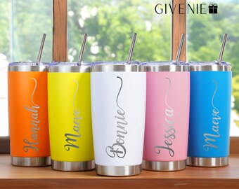Personalized Engraved 20oz Tumbler, Custom Tumbler with Name, Monogrammed Mugs, Gift for Friend, Birthday Gift, Gift for Her, Gift for Him