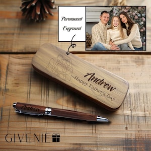 Gepersonaliseerde houten pennendoos, Vaderdag pencadeau, Familieoverzicht gegraveerde pennendoos, Cadeau voor papa, Aangepaste houten pennenhouder