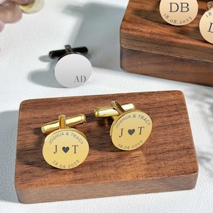 Personalized Cufflinks, Custom Cufflink & Tie Clip Set, Engraved Cufflink with Box, Cufflink Men Gifts, Gifts for Groom, Groomsman, Dad