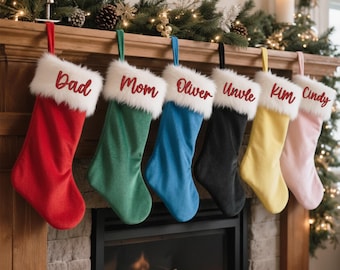 2026 Embroidered Family Christmas Stockings, Name Embroidered Xmas Stockings, Christmas Decor, Christmas Socks, Holiday  Fireplace Decor