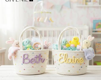 Personalized Flower Girls Basket, Custom Name Wedding Basket, Ring Bearer Basket, Bridal Party Gift, Kids Wedding Keepsake, Toddler Basket