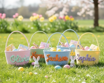 2026 Handmade Toddler Easter Basket, Kids Eggs Basket, Kids Easter Gift, Baby Easter Basket, Basket with Name, Storage Basket, First Easter