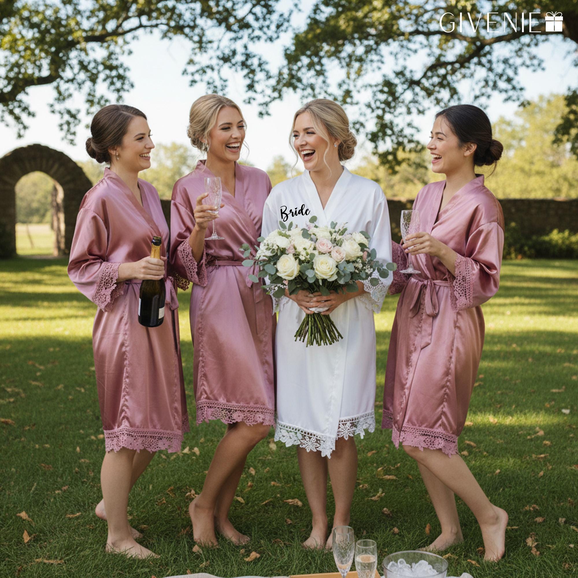 Personalized Bridal Robes, Women Robes With Lace, Bachelorette Robes ...