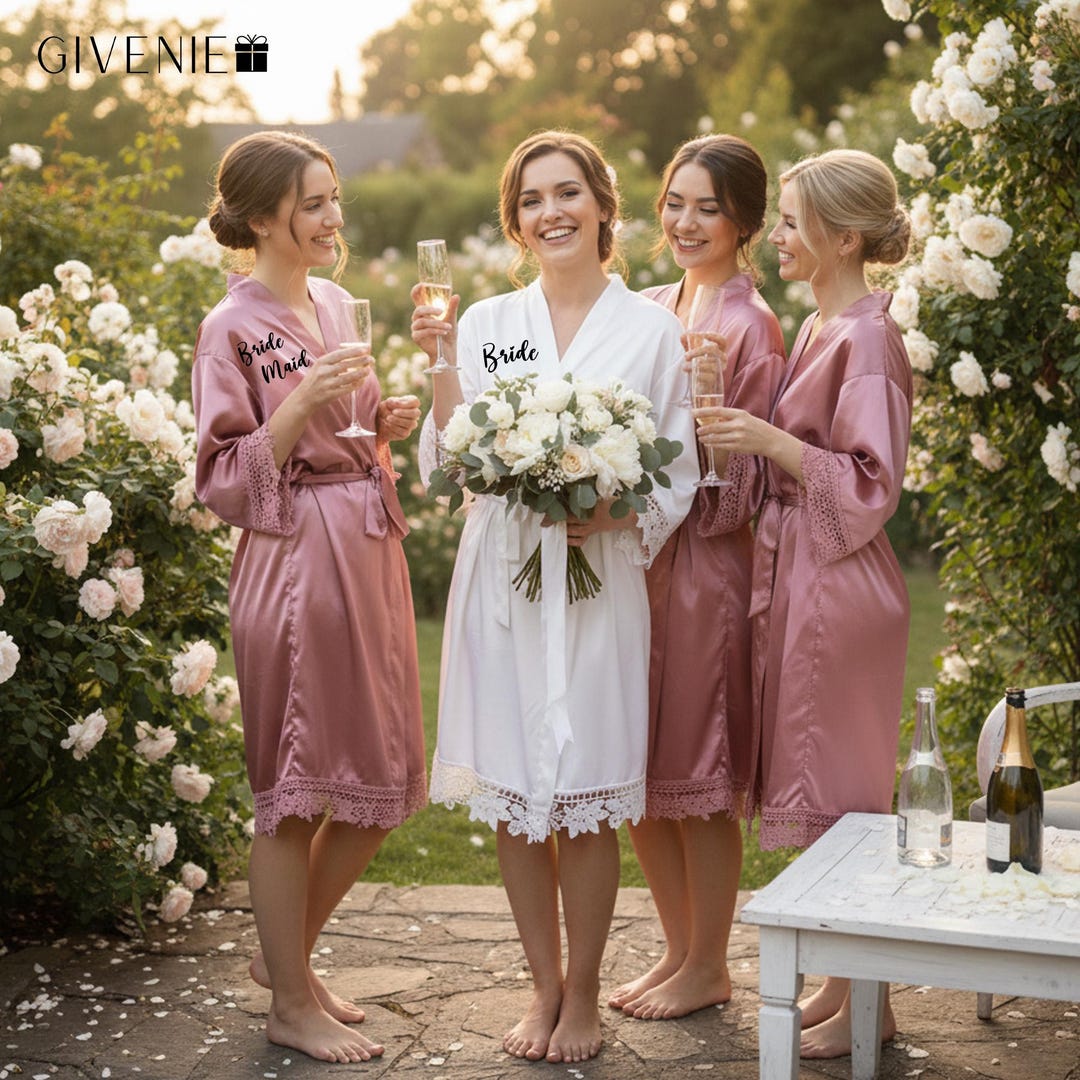 Monograph Robe Personalized Monogram Robe With Lace, Bridal Party Robes, Bridesmaid ...