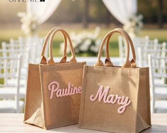 Custom Burlap Tote Bag, Bridesmaid Beach Bag, Monogrammed Beach Tote, Wedding Bag, Bridal Party Tote, Bridesmaid Gifts, Bridal Shower Gift