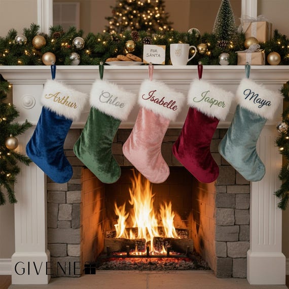 Embroidered Xmas Stockings, 2026 Matching Family Christmas Stockings, Xmas Decor, Holiday Stockings, Fireplace Mantel Decor, Christmas Socks