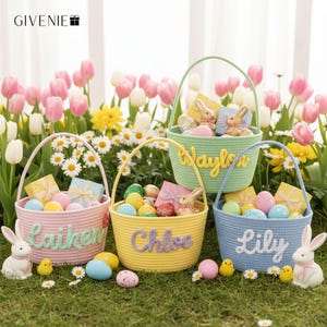 Personalized Kids Basket with Name, Easter Basket Gift, Girls Easter Basket, Baby First Easter Basket, Storage Basket, Toddler Easter Basket