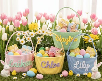 Personalized Kids Basket with Name, Easter Basket Gift, Girls Easter Basket, Baby First Easter Basket, Storage Basket, Toddler Easter Basket
