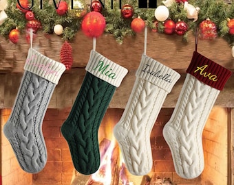 Custom Tradition Stockings 2026, Personalized Christmas Stockings, Christmas Decor Gift, Knitted Family Stocking