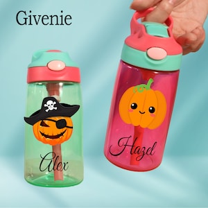 Personalised Water Bottle, Kids Halloween Gift, Cute Ghost Bottle, Custom Name Water Bottle, Eco-friendly Cup, Pumpkin Design Bottle