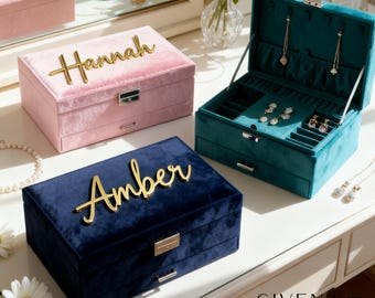 Custom Jewelry Box for Girls, Acrylic Name Jewelry Organizer, College Graduation Gift, Floral Keepsake Box, Jewelry Storage Organizer