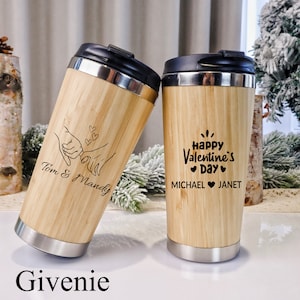 Personalised Bamboo Mug, Customise Bamboo Tumbler, Bamboo Travel Mug, Engraved Bamboo Tumbler, Couple Tumbler, Valentine's Day Gifts