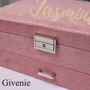 Organizador de caja de joyería de terciopelo personalizado para mujeres y niñas, organizador de almacenamiento de joyas grande, estuche organizador de joyas, regalos de Navidad imagen 3