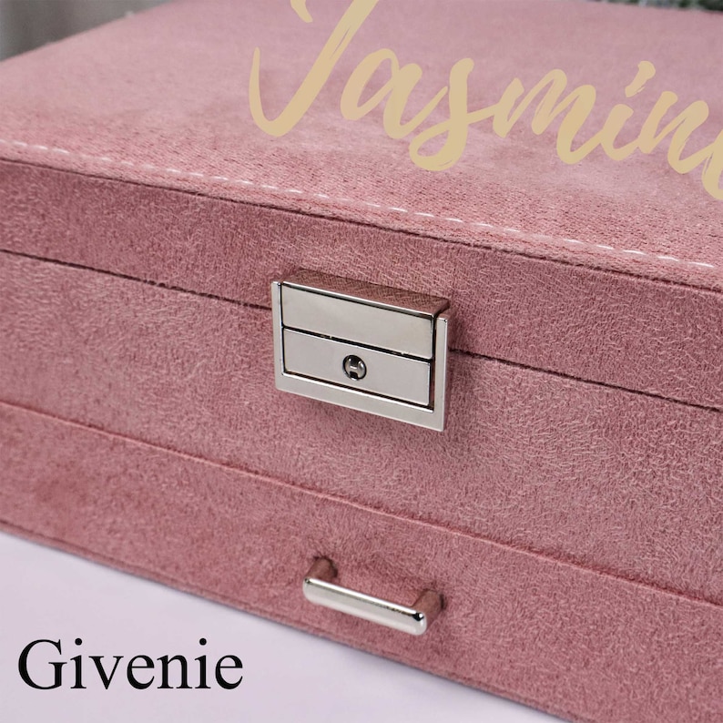 Organizador de caja de joyería de terciopelo personalizado para mujeres y niñas, organizador de almacenamiento de joyas grande, estuche organizador de joyas, regalos de Navidad imagen 3