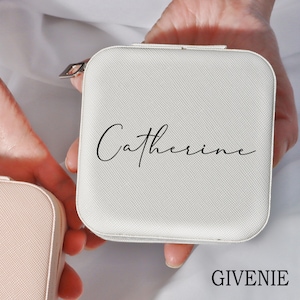 Caja con nombre personalizada, caja de viaje personalizada, joyero, joyero, regalo de propuesta de dama de honor, caja para guardar anillos, dama de honor de boda