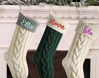Personalized Christmas Knitted Stockings, Monogram Stockings, Family Decor Stockings, Xmas Family Gift, Gift for Family