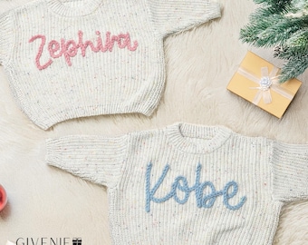 Embroidered Name Baby Sweater, First Christmas Gifts, Custom Baby Jumper, Newborn Gifts, Baby Girl Jumper, Christmas Sweater, Birthday Gifts