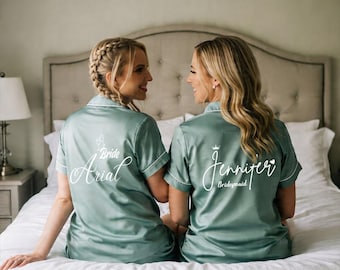 Personalized Bachelorette Pajama Set, Matching Wedding Pjs, Women Wedding Pajamas, Bride Pajamas, Maid of Honor Pjs, Gift for Bridesmaids