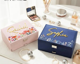 Personalized 3D Printed Jewelry Box Organizer for Women, Large Jewelry Storage Organizer, Floral Jewelry Box, Mother Day Gifts, Gift for Her