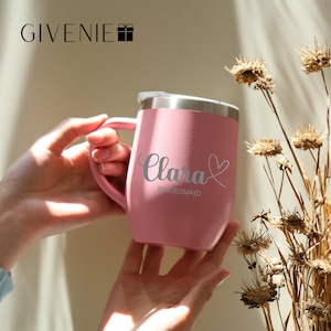 Tazza personalizzata incisa da 12 once, tazza personalizzata con manico, regali di proposta per damigelle d'onore, regalo nuziale, tazza da caffè, regalo di compleanno, regalo di Natale