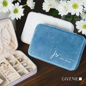 Benutzerdefinierte Samt Schmuckschatulle, Brautjungfer Vorschlag Geschenk, Geburtstagsgeschenk, Geschenk für sie, benutzerdefinierte Name Schmuckschatulle, Schmuckschatulle der Frauen, Reisebox