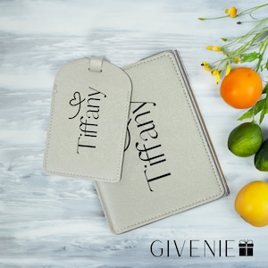 Gepersonaliseerde bagagelabelset, aangepaste paspoortinitialen, monogram bagage en paspoortlabel, reisbedankjes, cadeau voor haar, cadeau voor hem